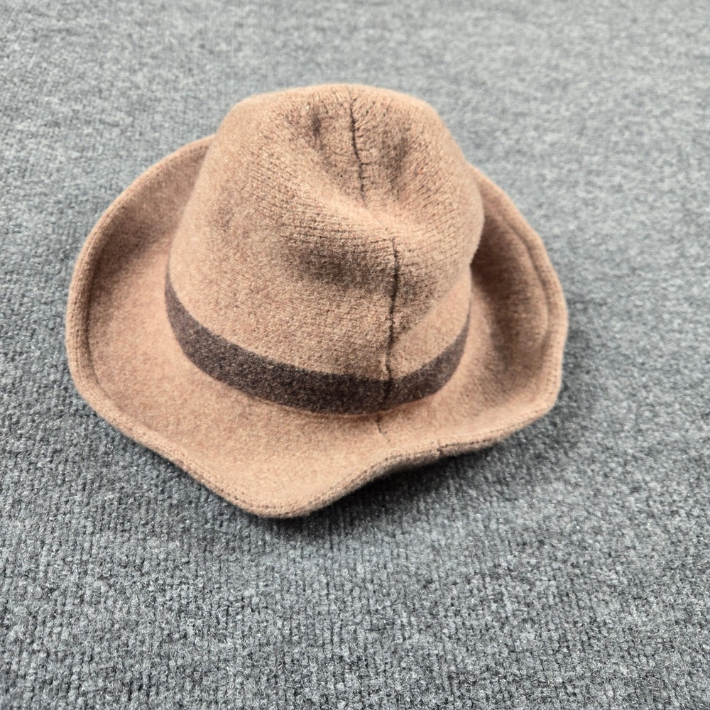 Unbranded Wool Hat Women One Size Tan Brown Band Knit Cloche Bucket Winter